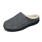 DREAM PAIRS Men's Cozy Memory Foam Slippers with Fuzzy Wool-Like Lining, Slip-on Washable Indoor Outdoor House Shoes, Light Grey, Size 7-8 US/ 6-7 UK Dsl215m