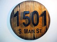 Address Sign inspired by old whiskey barrel tops | Custom House Address Plaques | Rustic House numbers, address sign, cabin, cottage, housewarming gift | Made of distressed Wood