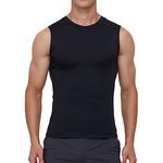 Smatstyle Compression Shirt T-Shirt Men's Sleeveless Running Shirt, Tank Top Breathable Elastic Quick Dry Functional Shirts Base Layer Sports Fitness, black, XL