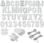 Bright Creations 130-Piece DIY Silver Glitter Make Your Own Banner Kit with Letters, Numbers, Symbols, & String for Birthdays, Weddings, and Party Supplies Decor (5-Inch Letters) - Stringable Letters