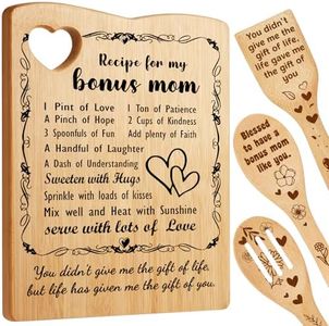 YUEYUQIU Bonus mom Birthday Gifts, Gifts for Bonus mom from Daughter Son, Bonus mom Cutting Board Set, Christmas Birthday Gifts for Bonus mom Step Mom New mom Stepmother