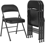 GAOMON 4 Pack Black Folding Chairs With Padded Cushion and Back, Folding Chairs for Outside, Foldable Chairs With Metal Frame Hold Up to 350 Lbs, Metal Chairs for Home, Office, Indoor & Outdoor Events