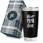 Best Papa Ever Tumbler - Vacuum Insulated Tumbler Cup - Stainless Steel Travel Mug with Durable Lid and Straw - Birthday Gift for Papa - Papa Tumbler - Dad Gifts - Father's Day Gift for Papa