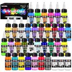 FansArriche Airbrush Paint, 34 Colours +2 thinner, Water-based Air brush Paint Kit, Opaque & Neon Colours, Premium Airbrush Paint Set for Beginners, Artists, DIY Projects