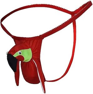 ENGKELAI Men's novel G-string pants sexy creative funny underwear christmas cartoon T-back, Red, One Size