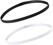 2 Pcs Sports Band Anti Slip Elastic Band,Elastic Sport Headbands,Elastic Stretchable Non-slip Headbands for Football,Running,Football,Gym,Yoga,Hockey,Tennis Golf for men and women(black+white)