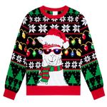 ACOCOPY Girls Ugly Christmas Sweaters Boys Cool Alpaca Light-Up Knitted Pullover Sweatshirts for Party Size 11-12