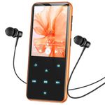 AGPTEK 64GB MP3 Player with Bluetooth, M3 2.4 inch Music Player with Speaker and FM Radio, Touch Buttons, Supports Up to 128GB(Orange)