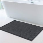 MAYSHINE Chenille Bath Mat, Non Slip Bathroom Mat for Bathroom, Absorbent & Machine Washable Toilet Mat, Soft Plush Bathroom Rug, Bathroom Accessory (Charcoal Grey, 60x100cm)