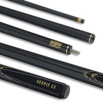 POWERGLIDE Snooker Pool or Billiard Cue | Carbon Fibre & Fibreglass | Ultra Smooth Metallic Painted High Gloss Black | 2-Piece 50/50 Joint | Full Size 57" | 10mm Tip | Asstd Weights 18oz & 19oz