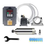 RATTMMOTOR 2.2KW Water Cooled Spindle Kits 110V Spindle Motor 80mm 24000RPM+2.2KW VFD 110V Inverter 3HP Variable Frequency Drive+Spindle Mount+80W Water Pump+ER20 Collet for CNC Router Milling Machine