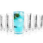 Vinsani Set of 6 Highball Regal Whisky Glasses 300ml Tumblers Classic Cut Transparent Vintage Whiskey Wine Rum Brandy Cocktail Gin Beer Drinkware Glasses Bar Gift Set for Men Women