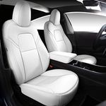 INCH EMPIRE Seat Cover Custom Fit for Tesla Model 3 Synthetic Leather Car Seat Cushion Protector for 2017 2018 2019 2020 2021 2022 2023 Customized (Lichi White Model 3)