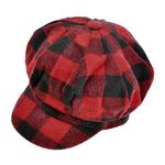 ZLYC Womens Classic Plaid Newsboy Caps Visor 8 Panel Gatsby Apple Cabbie Hat, Red