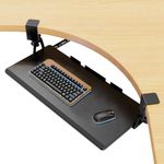 PUTORSEN Under Desk Keyboard Tray, Pull Out Keyboard Tray with Swivel C Clamp, 670x300 mm Keyboard Shelf for Typing, Perfect for Home Office & Corner Desk, Matt Black