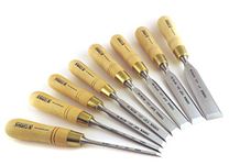 Narex Czech Steel Premium 8 pc Set True Imperial 1/8, 1/4, 3/8, 1/2, 5/8, 3/4, 7/8 and 1 Inch Bench Cabinetmaker Chisels w/Hornbeam Handles 863251/863253