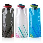 VIKSAUN 3 Pieces Foldable Water Bottle Flexible Foldable Reusable BPA Free Water Bottles For Outdoor Sports Hiking Biking Travel Adventure Leak Proof Water Carrier 700ml Tricolor (3 pcs)