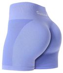 Sunzel Butt Scrunch Workout Shorts, Womens 5 Inch Seamless Butt Lifting High Waist Biker Shorts Stretch Spandex Booty Short Pockets for Gym Yoga Running Biking Cycling Lilac