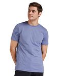 Amazon Brand - Symbol Men's Cotton T Shirt | Round Neck | Half Sleeve | Plain - Regular Fit (Available in Plus Size) (Country Blue_L)