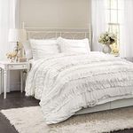 Lush Decor Belle 4 Piece Comforter Set, Queen, White, Polyester, 4 pc