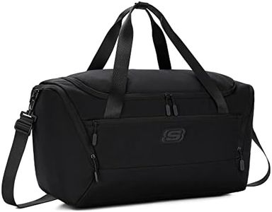 Skechers 50l Travel Duffel Bag with Shoes Compartment,Large Gym Duffel Bag for Men, Waterproof Sport Duffel Bag for Holiday/Weekender/Overnight/Gym/Sport/Fitness (Black)