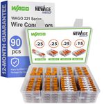 WAGO 221 Series Lever Nuts | Compact Splicing Wire Connector Assortment Pack 90pc | 221 Series Assortment with Case | Includes (25x 221-2401), (25x 221-412), (25x 221-413), (15x 221-415)