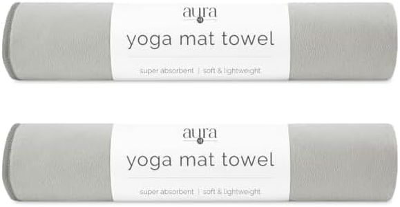 S&T INC. Aura Yoga Mat Towel, Quick Dry Towel, Soft and Absorbent for Gym, Pilates, and Hot Yoga Mat, 2 Pack, 26.5 inches x 72 inches, Microfiber, Grey