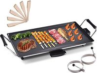 COSTWAY 48 x 27 CM Electric Teppanyaki Table Grill, BBQ Barbecue Griddle, Non-stick Hot Plate, Spatulas and 2 Egg Rings Included 2000W