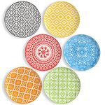 AHX Plate Set 8 Inch - Salad Plates | Dessert Appetizer Plates Colorful - Porcelain Lunch Plates - Set of 6 - Dishwasher and Microwave Safe