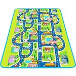 Trimming Shop Activity Play Mat Non Toxic, Large and Thick, Baby Learnning Rug with Road Traffic City Town Map with Carry Bag for Kids, Toodler, Baby (Design-1)