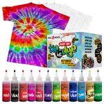 Tie Dye Kit | Fabric Dye | Tie Dye DIY T-Shirt Set | All-in-1 DIY Fashion Dye Kit - 12 Colors Tie Dye + 4 White T-Shirt | Crafts for Girls & Boys Ages 6-12 | Tye Dye Kits Set | Best Tie Dye Party Kit