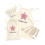 Hoolaroo Personalised Star Baker Apron Baking Set for Kids Age 3-8 Chef Hat Utensils and Cooking Set Gift for Girls who Love to Master Baking