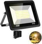 60W LED Flood Light, 6000lm 3000K Warm White Exterior Flood Lighting with Plug, IP66 Waterproof Outdoor Indoor Floodlight Fixture Landscape Security Light for Yard, Garden, Garage, Backyard