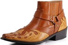 Enzo Romeo WT11 Men's Western Cowboy Motorcycle Ankle Boots (9.5 D(M) US, Brown)