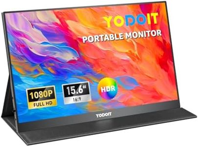 Yodoit Portable Monitor 15.6" 1920×1080 FHD Monitor Screen IPS Display with USB Type C Port and Built-in Speakers with Smart Cover Monitor Compatible with PC, Laptop, MacBook, Xbox