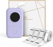 D30 Purple Label Maker Machine with 4 Tapes - Black on Clear, White Tape, Mini Bluetooth Label Printer, Portable Smart Phone Handheld Sticker Mini Labeler Inkless Rechargeable, BPA-Free