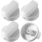 Stove Knob WPW10339443 4 Pack White Top Dial Knob Replacement Part Compatible with Whirlpool Gas Range Stove