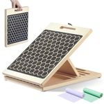 Upgraded Slant Board for Calf Stretching, 11-Layer Hardwood Stretch Board with 2 Resistance Bands & Training Poster, Non-Slip Squat Wedge for Ankle & Foot Rehab, Physical Therapy, Plantar Fasciitis Relief (Natural wood color)