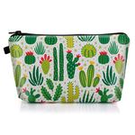 Sibba Canvas Cosmetic Bag Handbag Small Pouch Purse Zipper Pencil Case Toiletry Organizer Storage Beauty Makeup Travel Accessory for Teen Girls (Green Cactus)