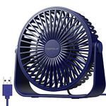 TriPole USB Desk Fan, 3 Speeds Adjustable Strong Wind Table Fan, 360° Rotation Mini Personal Fan, 5.5 Inch Portable Cooling Fan for Desktop Office Home Bedroom Outdoor Camping, 5ft Cable, Dark Blue