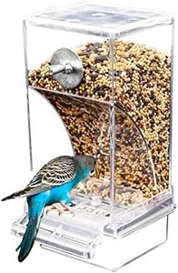 Automatic Bird Feeder, No Mess Bird Cage Feeder, Transparent Parrot Feeder, Acrylic Seed Food Container, Spill And Splash Proof, Bird Cage Accessories for Parakeets Lovebirds