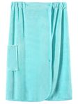 Vislivin Towel Wrap Robe for Women shower wrap robe Bath Body Towel Wrap bathrobe with Adjustable Snap Closure Blue L