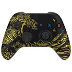 eXtremeRate Custom Shell for Xbox Series X & S Controller - Revitalize Your Controller - The Great Golden Wave Off Kanagawa - Black Front Housing Cover for Xbox Core Controller [Controller Excluded]