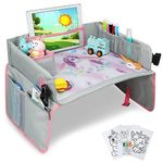 INSAT - Kids travel tray - cars tray table for kids - Kids car table back seat kids travelling essentials activity - Foldable - Waterproof - Includes accessories - Coloring sheets - 6 colored markers