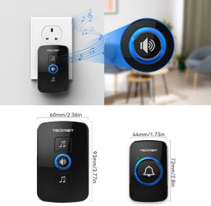 TECKNET Wireless Doorbell Kit – IP65 Waterproof, 1300ft Range, 60 Chimes