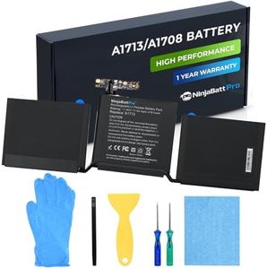 NinjaBatt A1713 A1708 Replacement Battery for MacBook Pro 13-inch – A1708 (Late 2016, Mid 2017 Years) A2159 (2019) A2289 (Mid 2020) A2338 (M1 Late 2020) – Long Lasting Performance [4781mAh/54Wh/11.4V]