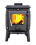 The York -100% Cast Iron Wood Burning Stove - Controllable Air Vents-Fast Delivery, Black, S