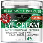 REMEDIAL PAX Eye Cream for Dark Circles and Puffiness, Bags Under Eyes Treatment, Anti-Aging Collagen Eye Cream for Wrinkles, Day & Night Caffeine Eye Cream with Niacinamide Dimethicone