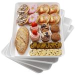 Lifewit Plastic Serving Tray, Serving Platters Dishes for Party, BPA Free Reusable Food White Tray for Snacks, Food, Cookies, Set of 4, 36 * 24cm