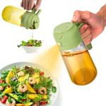 wanjiashanxuan Oil Dispenser Bottle, 2 In 1 Oil Dispenser and Oil Sprayer, 470ml/ 16oz Olive Oil Spray Bottle, Cooking Oil Spray Glass for Used for Air Fryer, Baking, Grilling(Green)